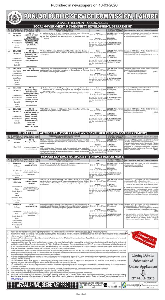 PPSC Jobs 2026 Advt 05/2026 – 500+ Vacancies | Online Apply, Eligibility & Last Date