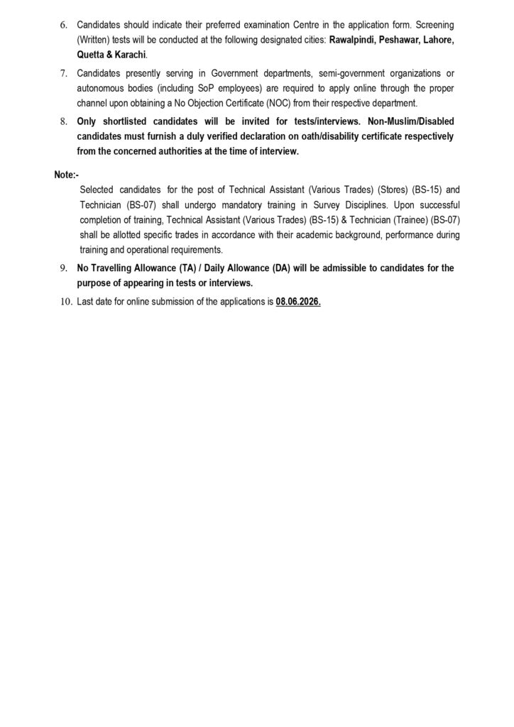 Survey of Pakistan Jobs 2026 Online Apply Advertisment