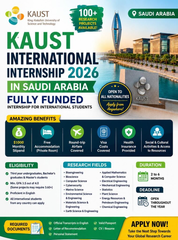 KAUST Internship 2026 in Saudi Arabia Apply Online