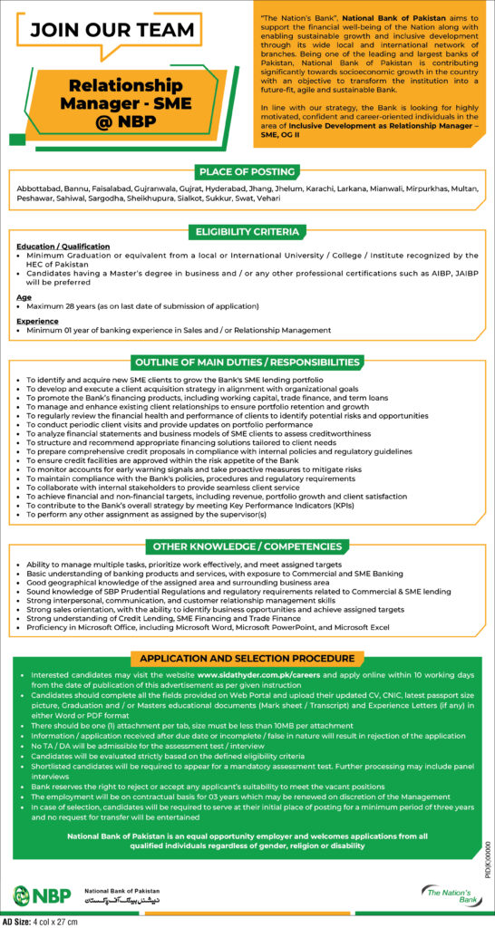 NBP Jobs 2026 Apply Online at www.sidathyder.com.pk
