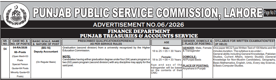 ppsc-deputy-accounts-officer-bs-16-jobs-2026-advertsiment