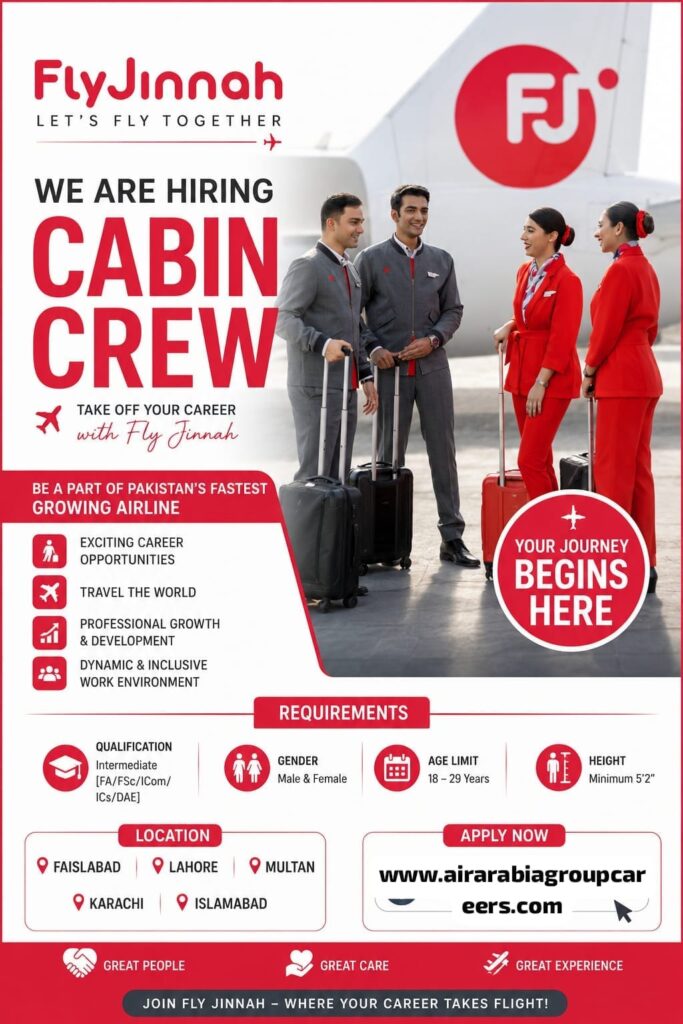 Fly Jinnah Cabin Crew Jobs 2026 – Apply Online