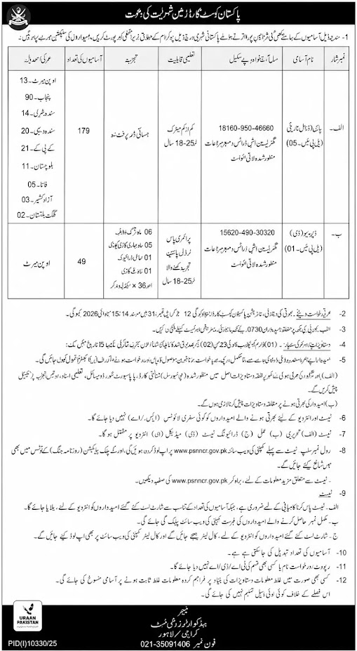 Pakistan Coast Guards Jobs 2026 Advertisement