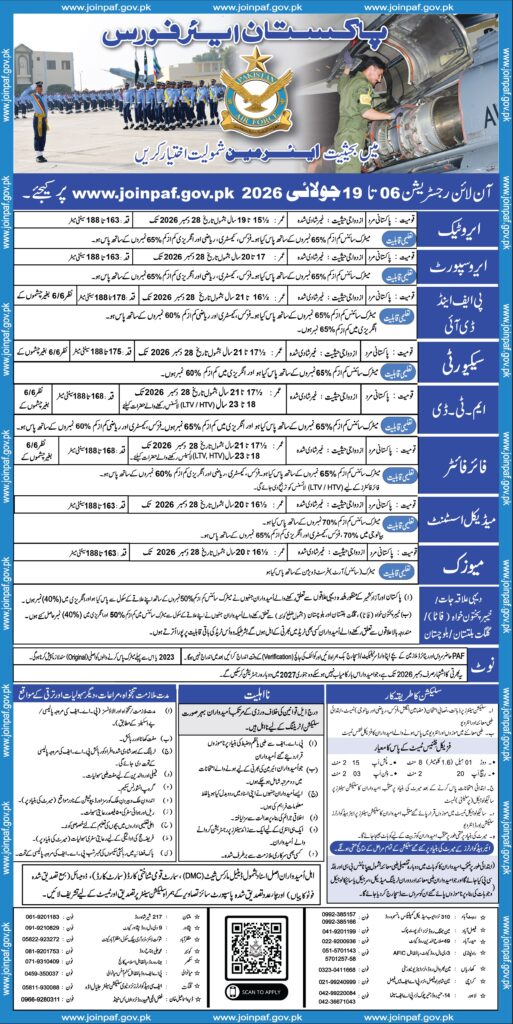 PAF Jobs 2026 – Join Pakistan Air Force as Airman Advertisement