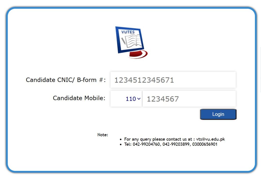 datesheet.vu.edu.pk Roll Number Slip 2026